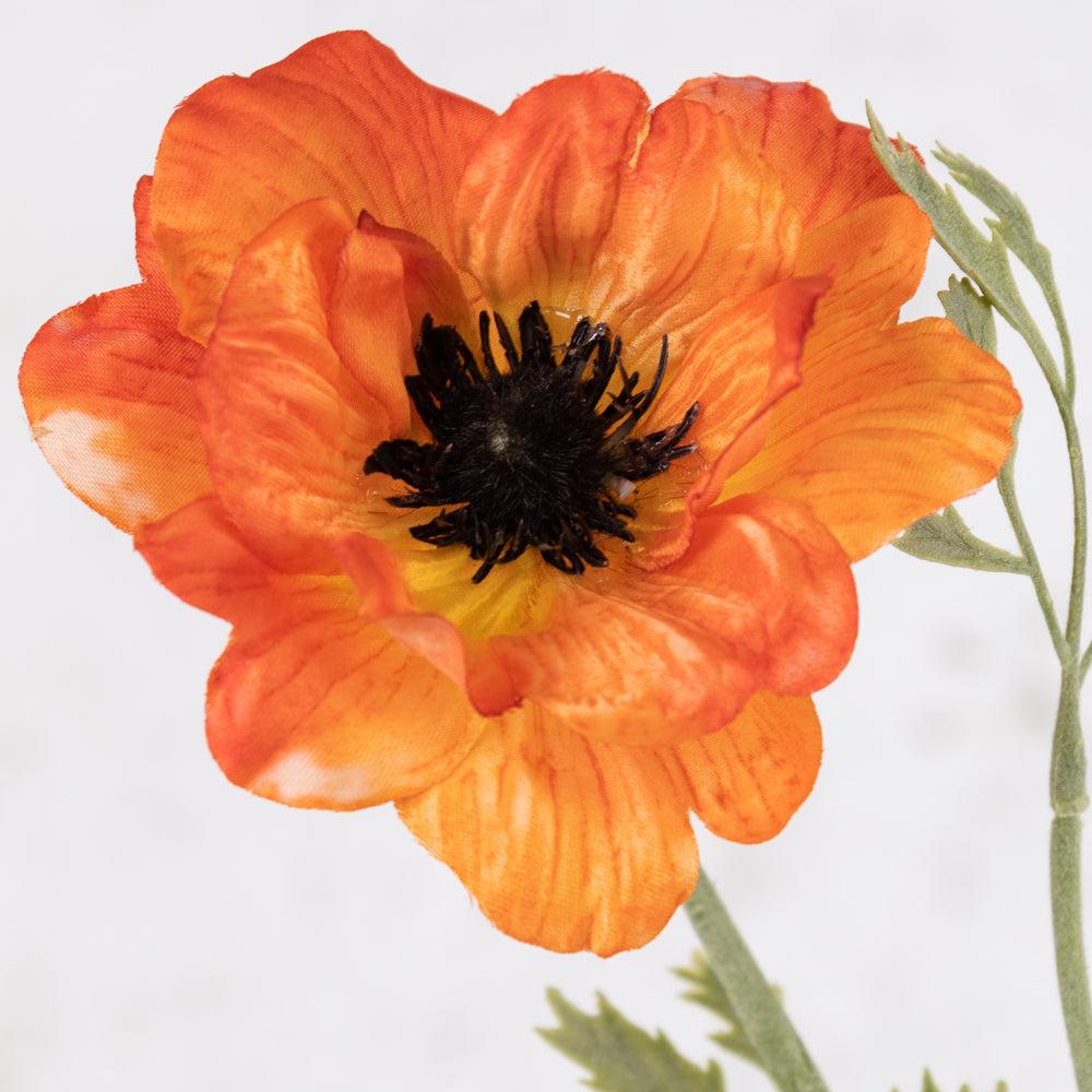 Artificial Flowers | Anemone Nora, Artificial, Orange, 10cm x 53cm Artificial Artificial Flowers