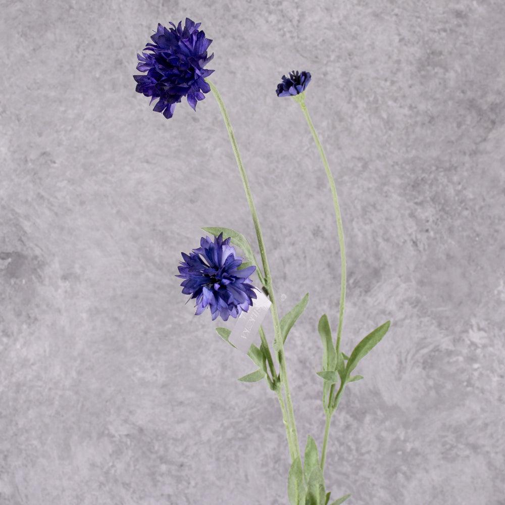 Artificial Flowers | Cornflower Spray (Silk-ka), Artificial, Dark Lavender, 65cm Artificial Artificial Flowers