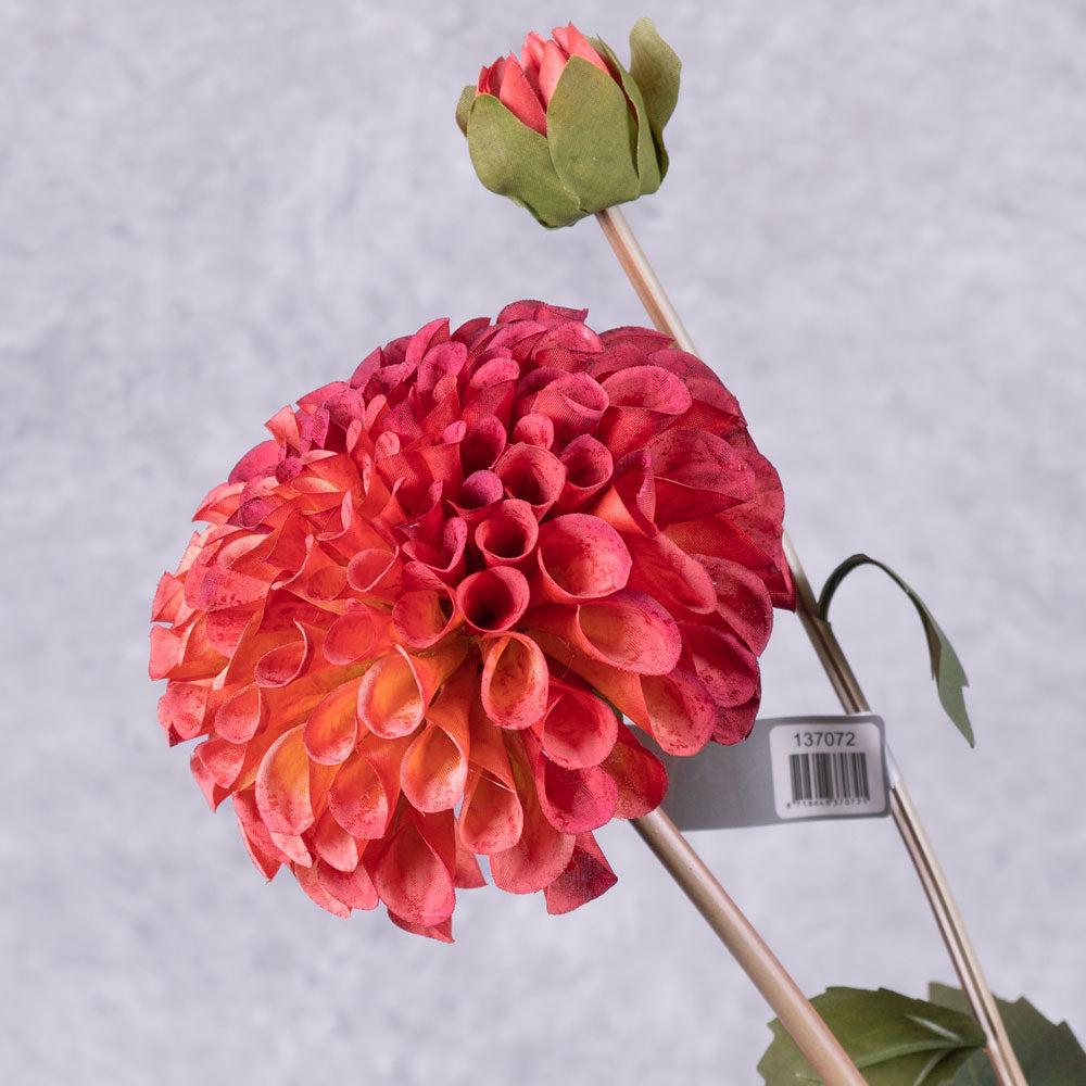 Artificial Flowers | Dahlia Spray (Silk-ka), Artificial, Red, 87cm Artificial Artificial Flowers