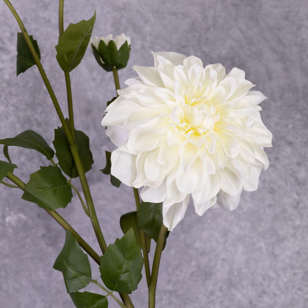 Artificial Flowers | Dahlia Spray (Silk-ka), Artificial, White, 116cm Artificial Artificial Flowers