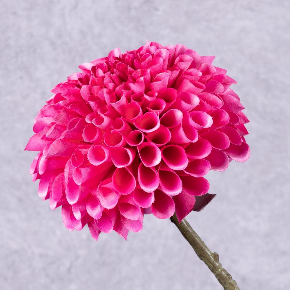 Artificial Flowers | Dahlia Stem (Silk-ka), Artificial, Fuchsia, 64cm Artificial Artificial Flowers