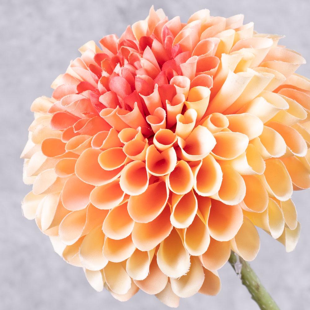 Artificial Flowers | Dahlia Stem (Silk-ka), Artificial, Orange/Red, 64cm Artificial Artificial Flowers