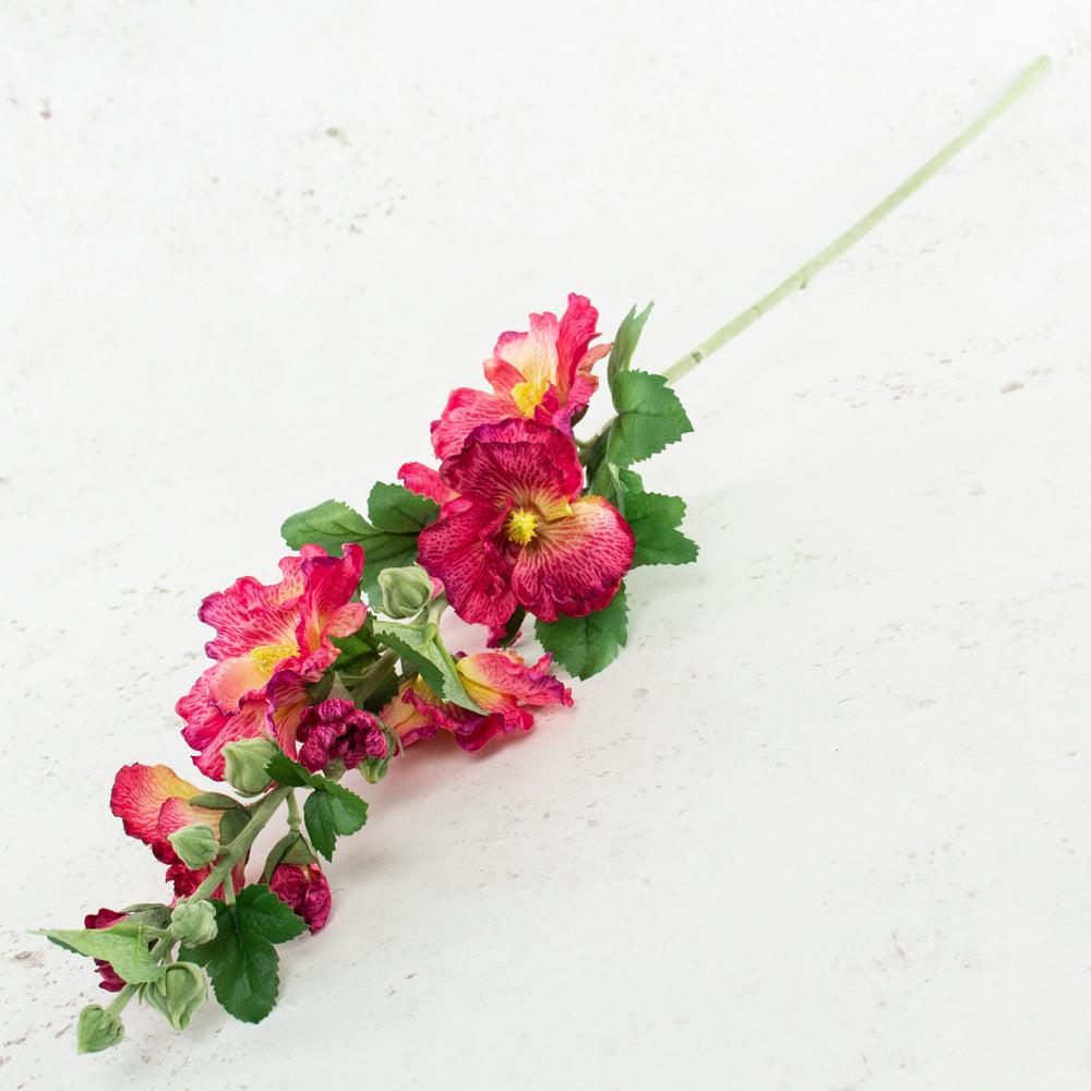 Artificial Flowers | Hollyhock, Spring Dream, Artificial, Cerise Pink, 87cm Artificial Artificial Flowers