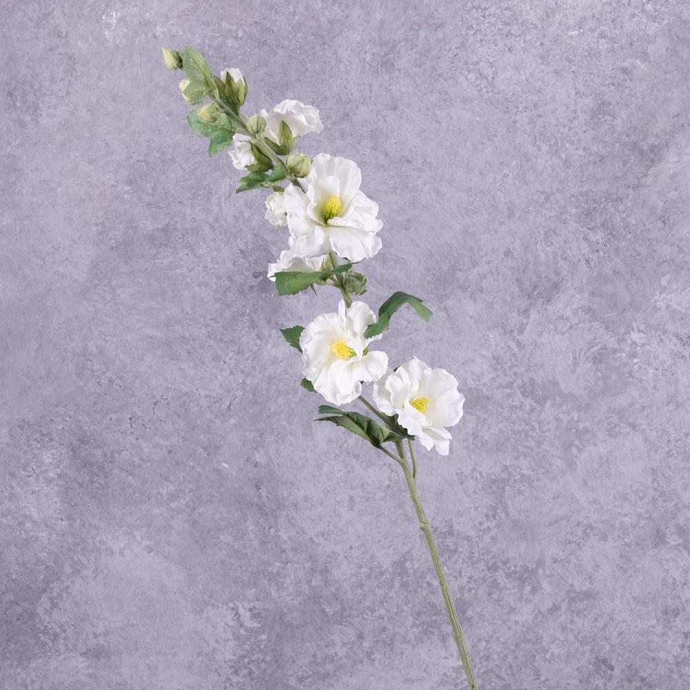 Artificial Flowers | Hollyhock, Spring Dream, Artificial, White, 87cm Artificial Artificial Flowers