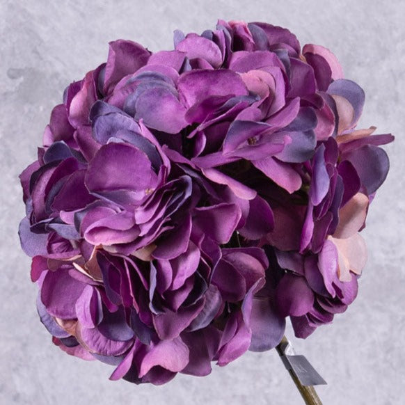 Artificial Flowers | Hydrangea Stem, (Silk-ka), Artificial, Purple, 64cm Artificial Artificial Flowers