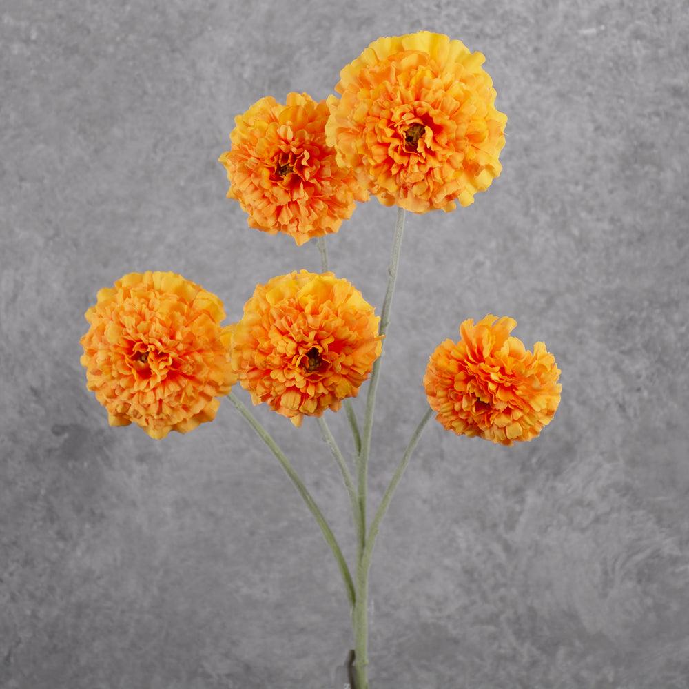 Artificial Flowers | Marigold spray (Silk-ka), Artificial, Light Orange, 91cm Artificial Artificial Flowers