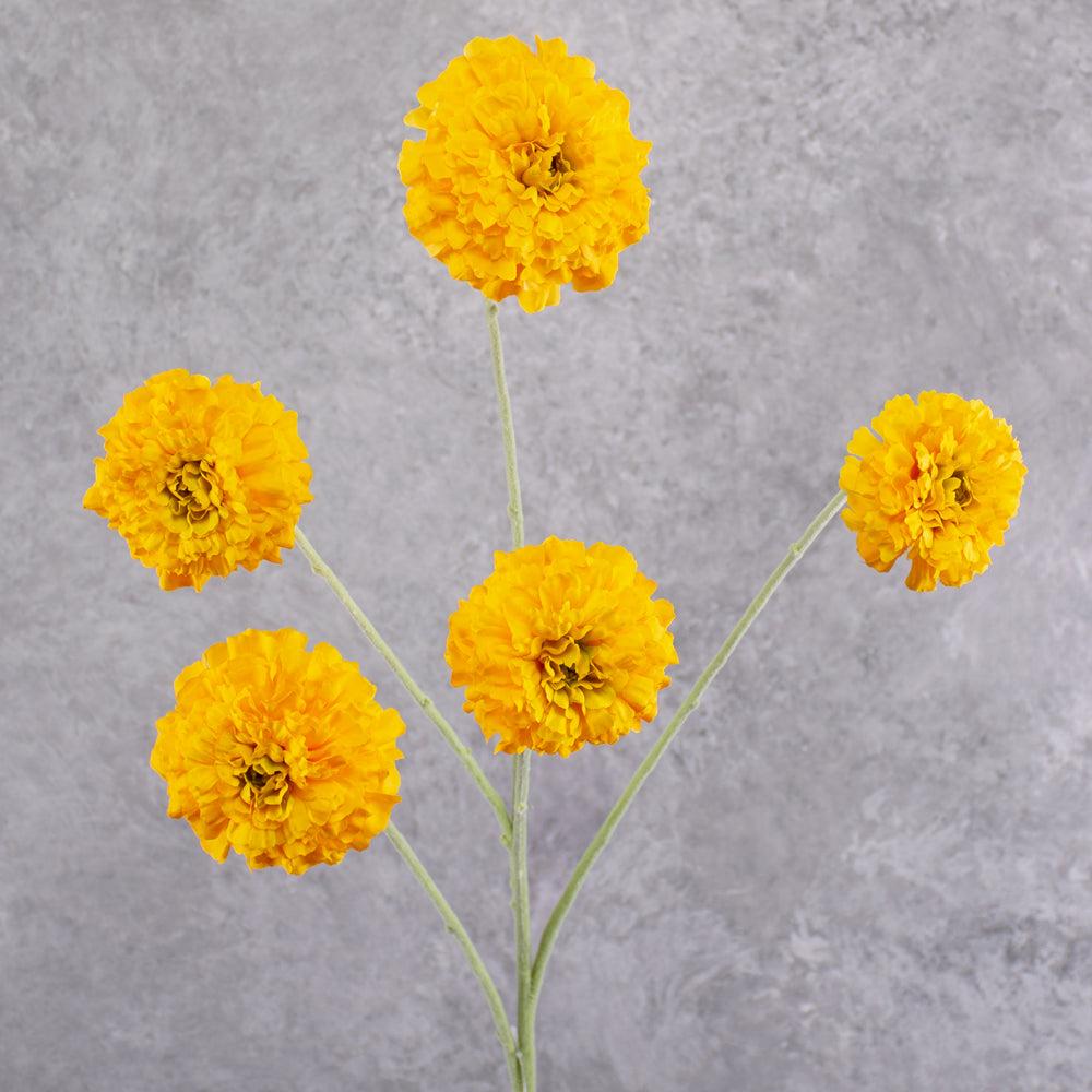 Artificial Flowers | Marigold Spray (Silk-ka), Artificial, Yellow, 91cm Artificial Artificial Flowers