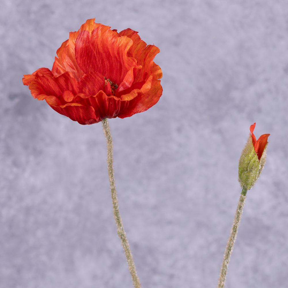 Artificial Flowers | Papaver, (Poppy), Artificial, Dark Orange, 65cm Artificial Artificial Flowers