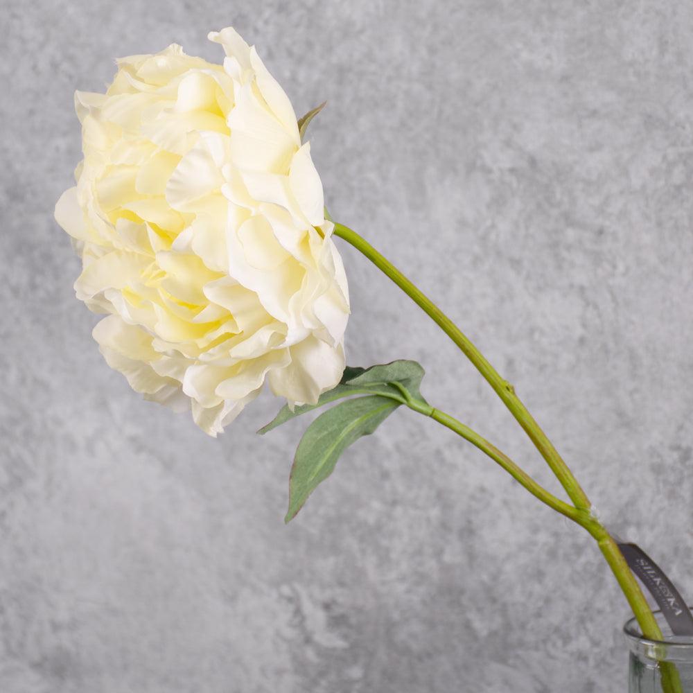 Artificial Flowers | Peony Stem (Silk-ka), Artificial, Light Yellow, 57cm Artificial Artificial Flowers