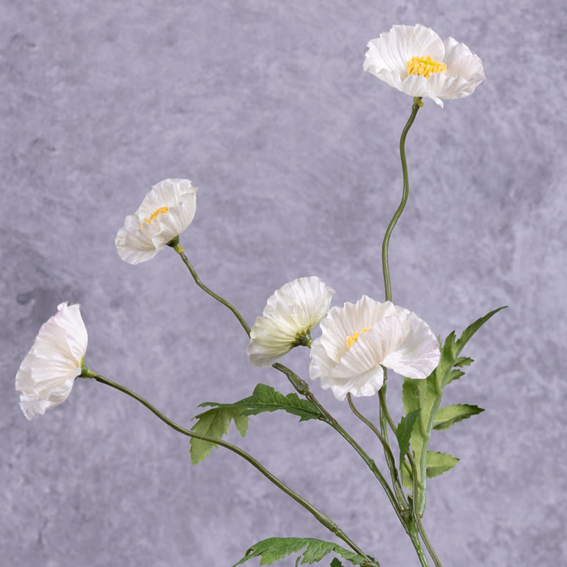 Artificial Flowers | Poppy Flower, Artificial, White, 63cm Artificial Artificial Flowers