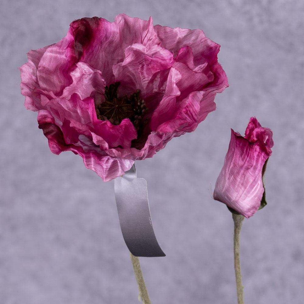 Artificial Flowers | Poppy Spray (Silk-ka), Artificial, Dark Pink, 75cm Artificial Artificial Flowers