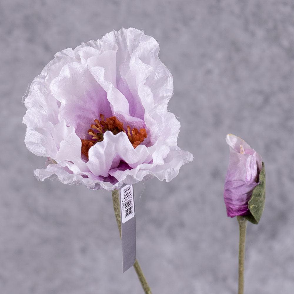 Artificial Flowers | Poppy Spray (Silk-ka), Artificial, Light Lavender, 75cm Artificial Artificial Flowers