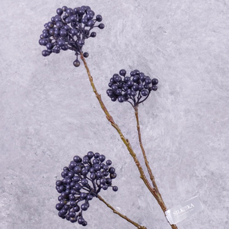 Artificial Foliage | Berry Spray (Silk-ka), Artificial, Blue, 74cm Artificial Artificial Flowers