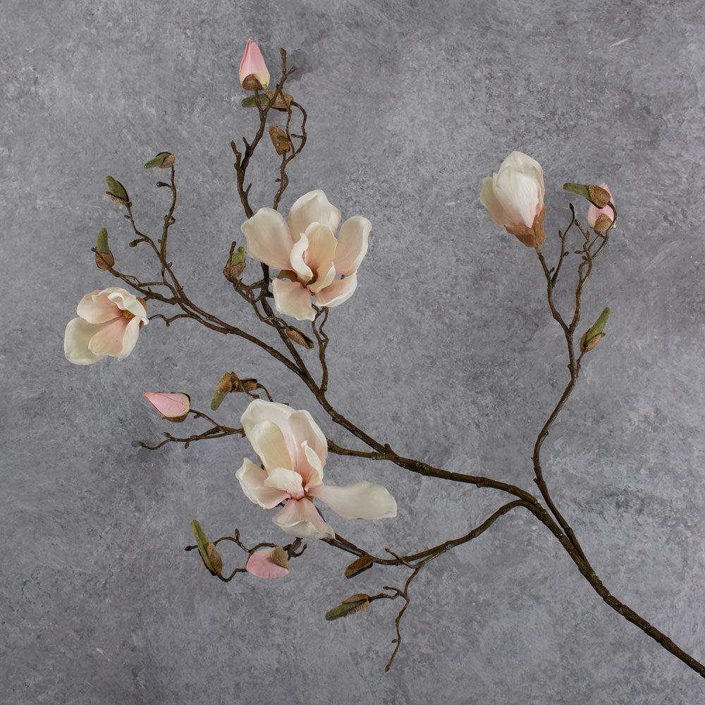 Artificial Foliage | Blossom – Magnolia Branch, White / Pink, 107cm Artificial Artificial Blossoms