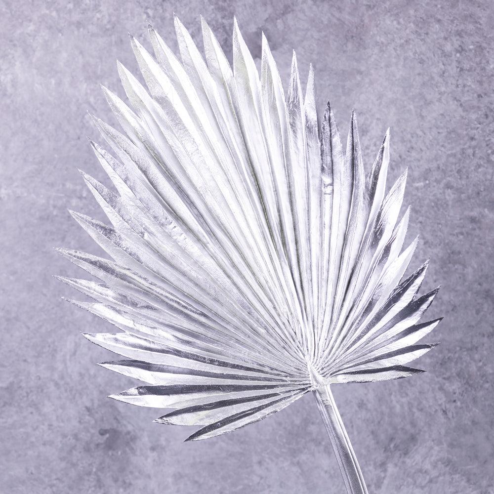 Artificial Foliage | Palm Leaf XL, Artificial, Metallic Silver, 96cm Artificial Artificial Foliage