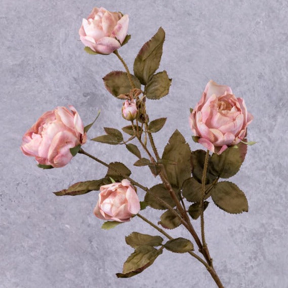 Artificial Roses | Rose Branch, Edith, Antique Pink, 76cm, Faux Artificial Artificial Roses