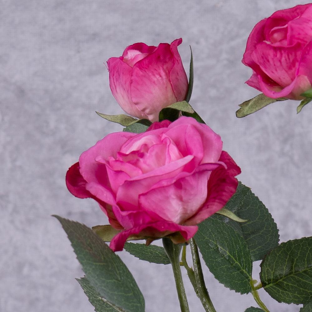 Artificial Roses | Rose Spray, Elsa, Artificial, Dark Pink, 48cm Artificial Artificial Roses