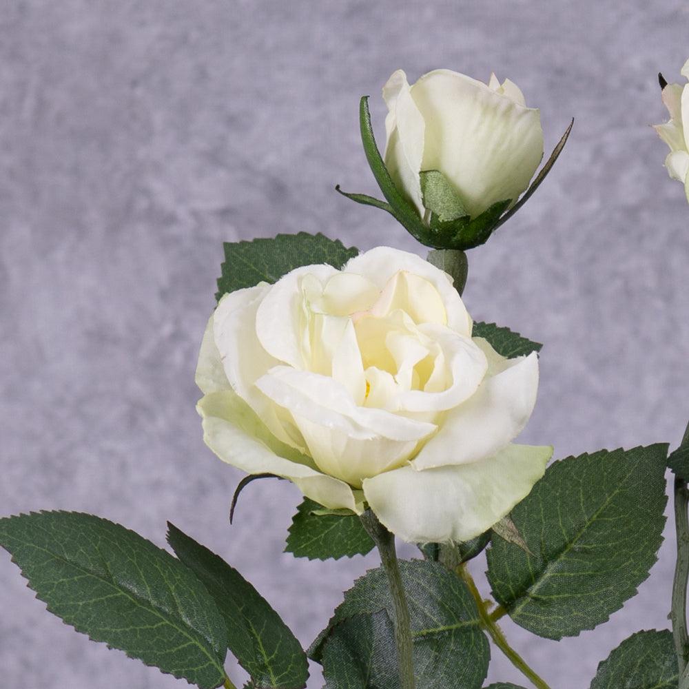 Artificial Roses | Rose Spray, Elsa, Artificial, White, 48cm Artificial Artificial Roses