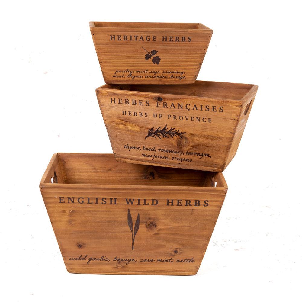 Baskets | Crates, Herbs, Wood, Set x 3 Baskets Baskets