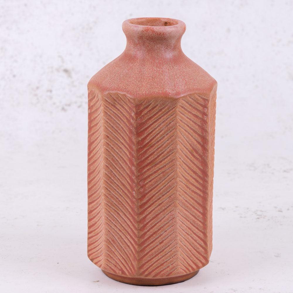 Bottles | Bottle Vase, Terracotta, Zig Zag Pattern, H23.5cm Bottles Bottles