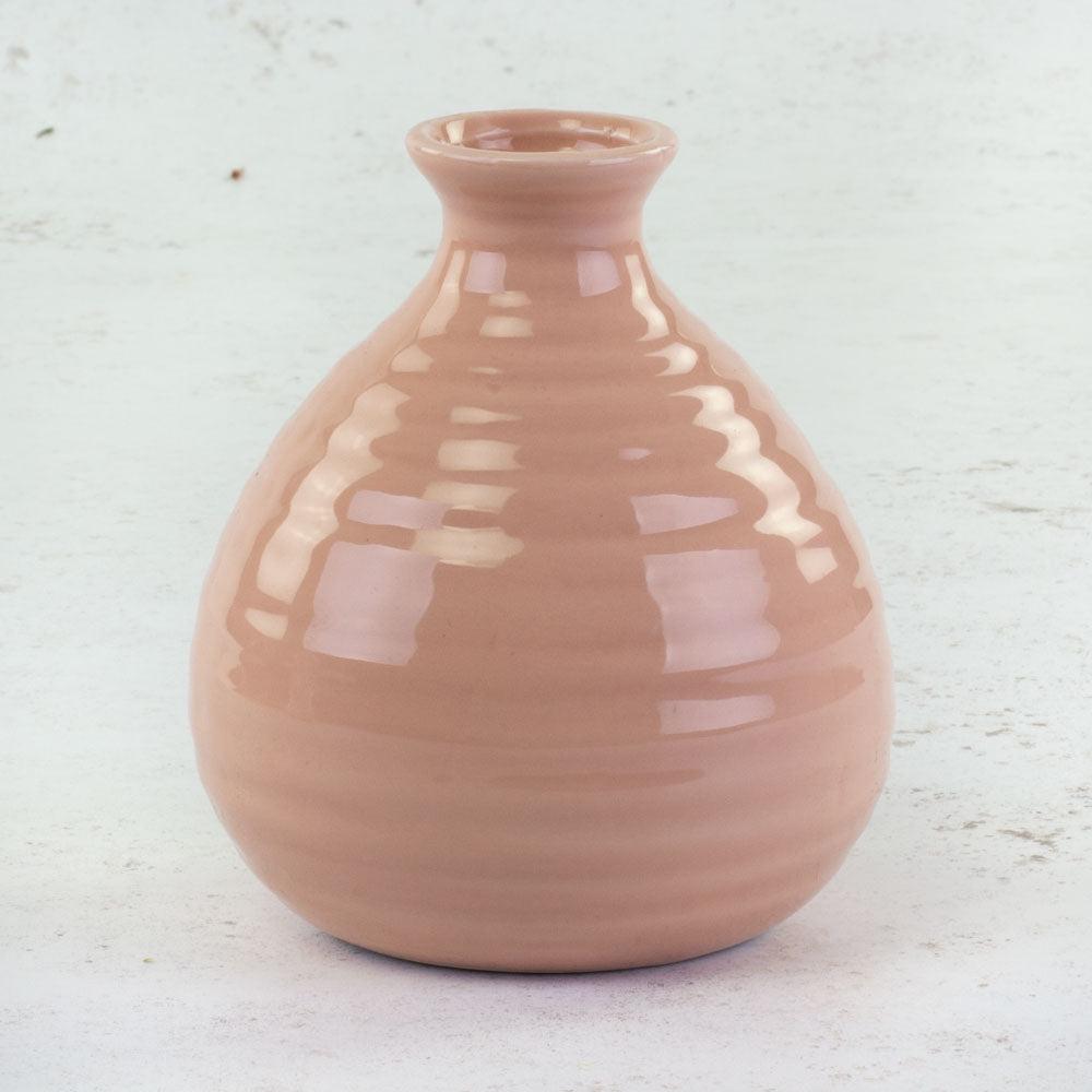 Ceramics | Bud Vase, Ridged, Ceramic, Salmon Pink, H13cm Ceramics Ceramics