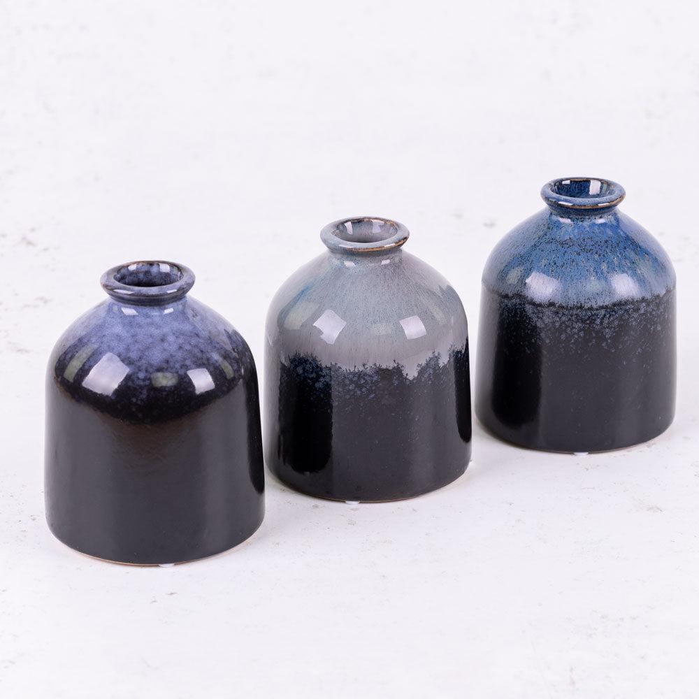 Ceramics | Bud Vase Trio, Ceramic, Blue Mix H9.5cm Ceramics Ceramics