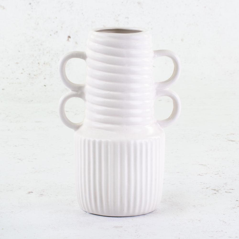 Ceramics | Vase, 4 Handles, Ceramic, White, H20cm Ceramics Ceramics