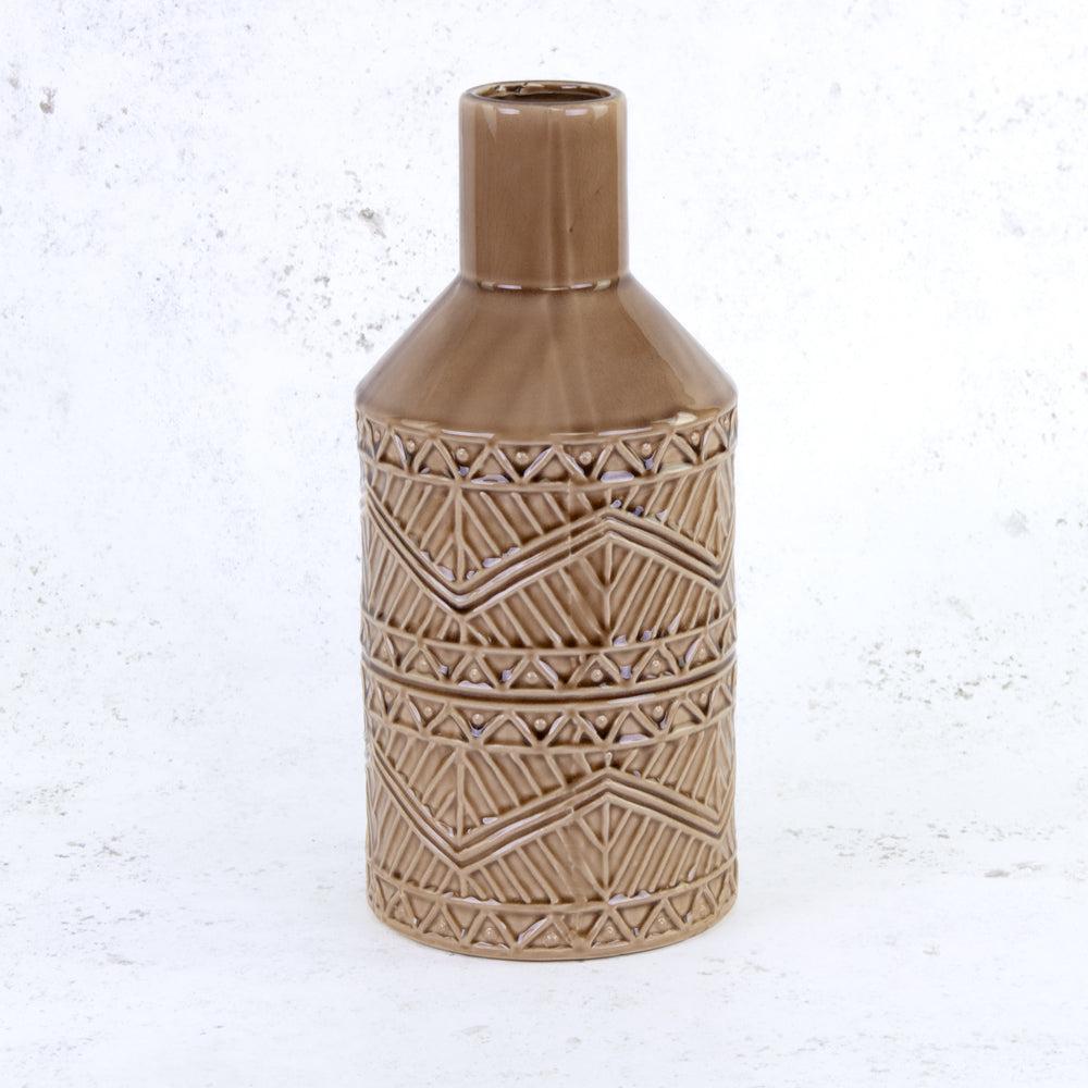 Ceramics | Vase, Aztec Pattern, Ceramic, Brown, H33cm Ceramics Ceramics