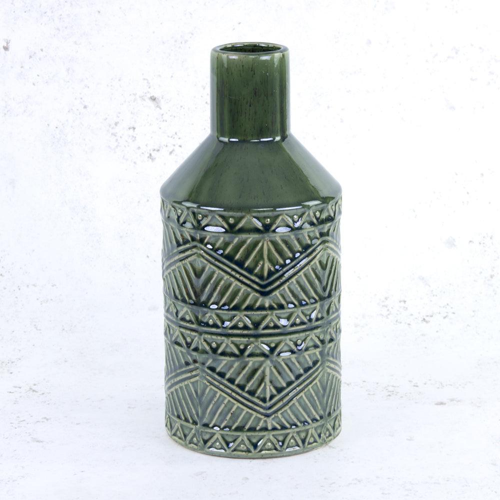 Ceramics | Vase, Aztec Pattern, Ceramic, Green, H33cm Ceramics Ceramics