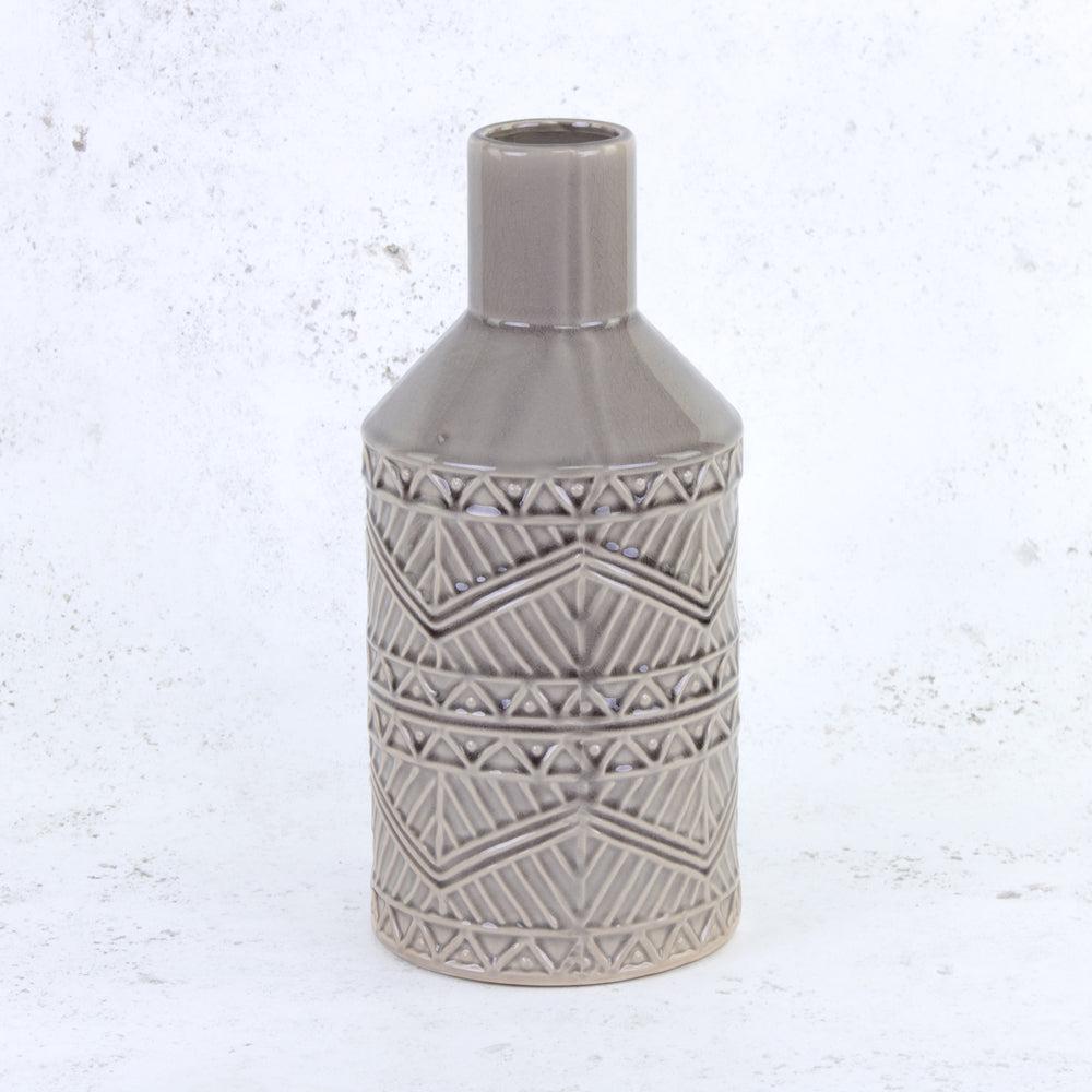 Ceramics | Vase, Aztec Pattern, Ceramic, Grey, H33cm Ceramics Ceramics