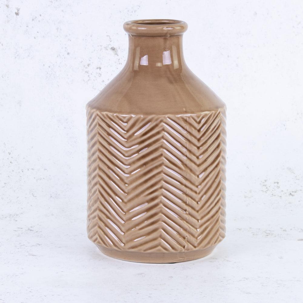 Ceramics | Vase, Ceramic, Zig Zag pattern, Brown, H30cm Ceramics Ceramics