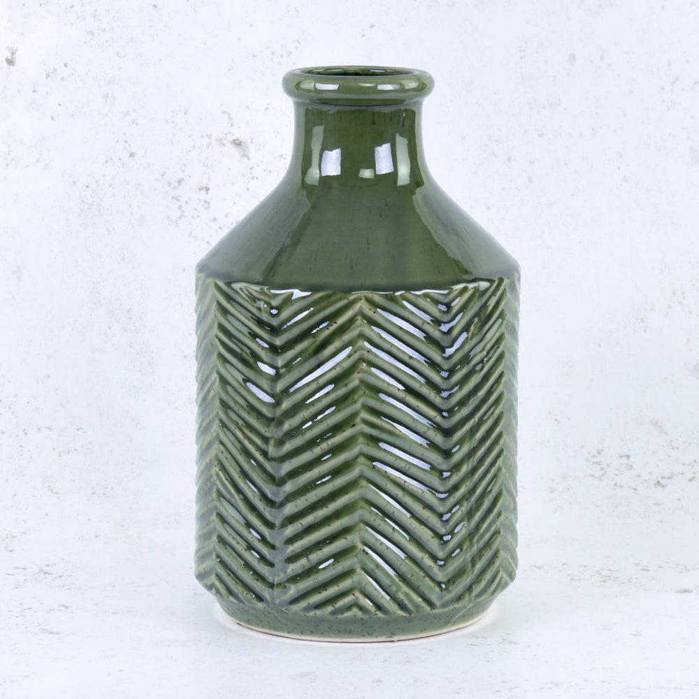 Ceramics | Vase, Ceramic, Zig Zag Pattern, Green, H30cm Ceramics Ceramics