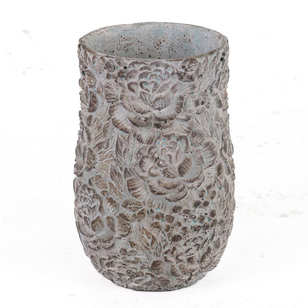 Ceramics | Vase, Flower Pattern, Stone, Grey, H22cm Ceramics Ceramics