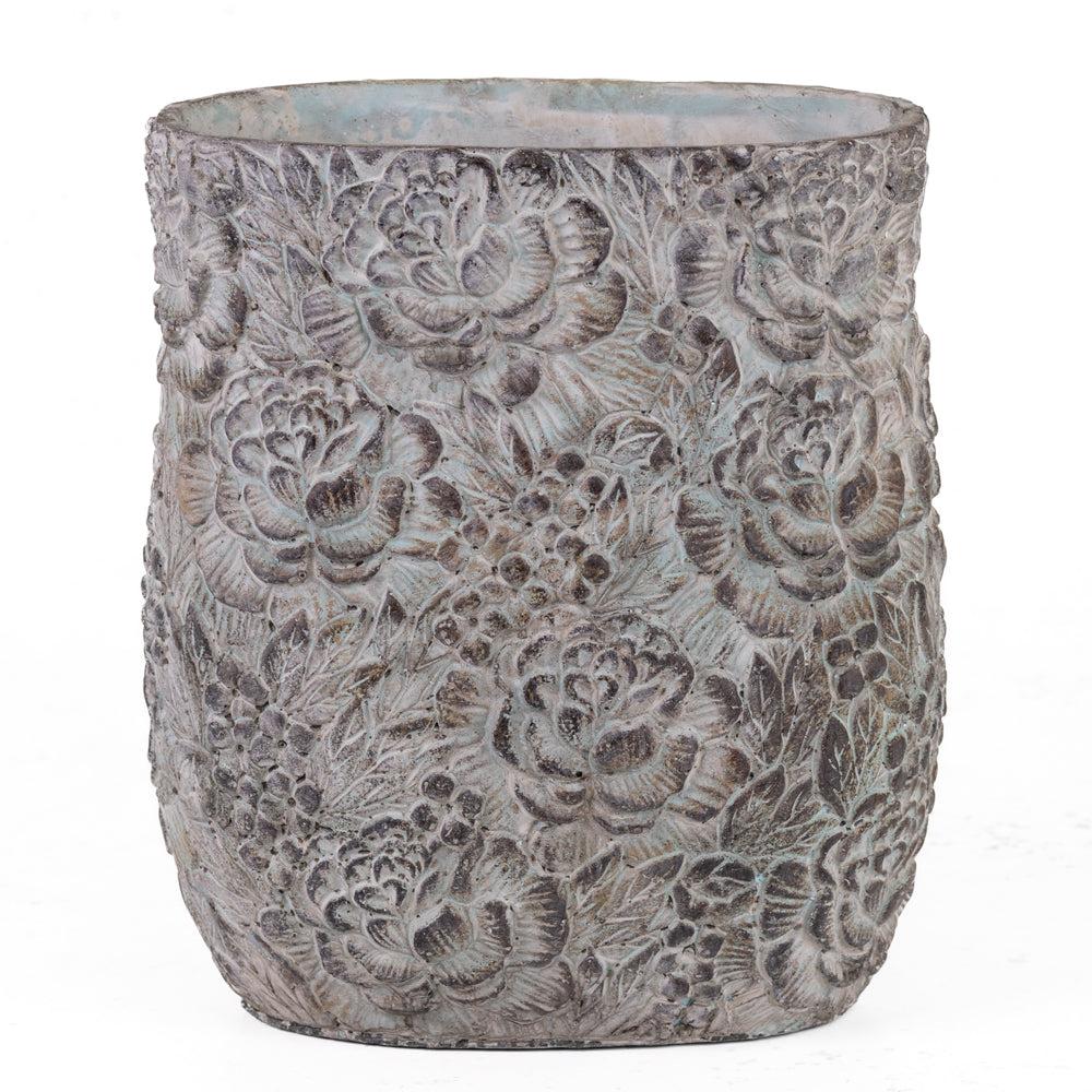 Ceramics | Vase, Flower Pattern, Stone, Grey, H25cm Ceramics Ceramics