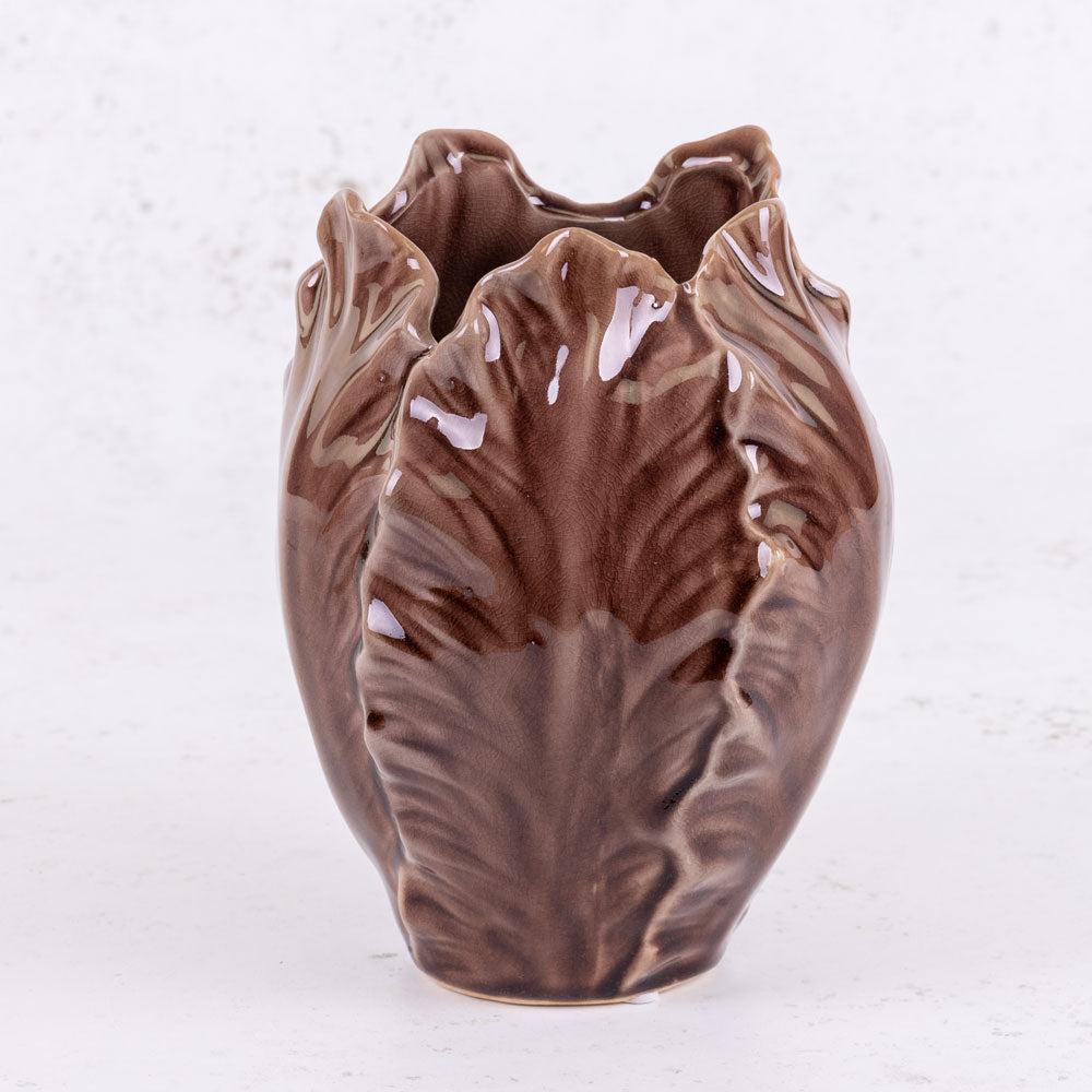 Ceramics | Vase, Lyndon Leaf, Ceramic, Brown, H20cm Ceramics Ceramics