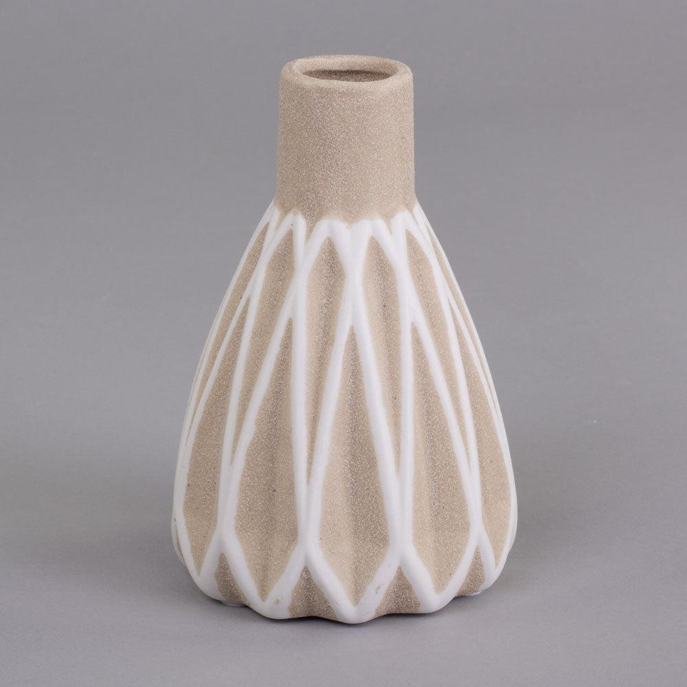 Ceramics | Vase, Ridged Patterned, Porcelain, Sand, H13.3cm Ceramics Ceramics