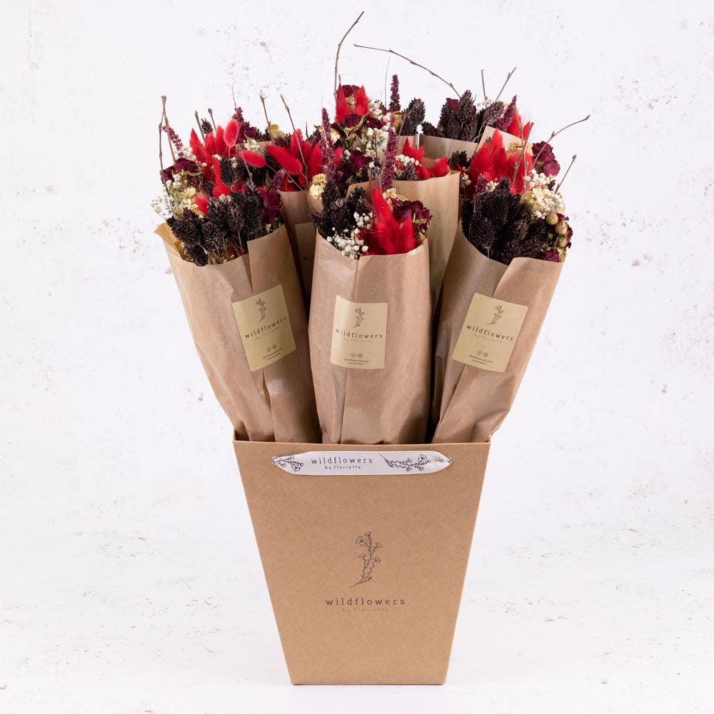 Dried Flower Bouquets & Bunches | Bucket, Wildflower Bunches, Scarlet Red Dried Dried Flower Bouquets & Bunches