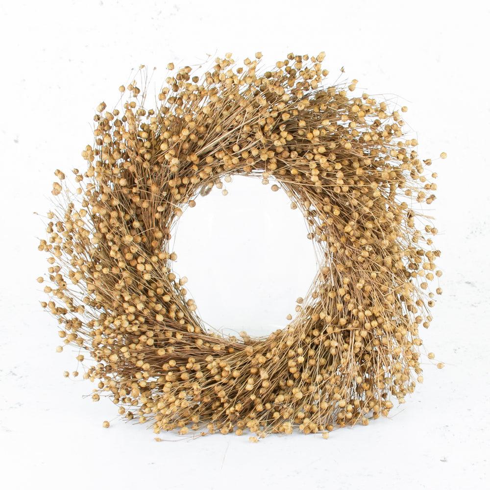 Dried Wreaths | Flax (Linum) Wreath, Dried, Natural, 36cm Diameter Dried Dried Wreaths