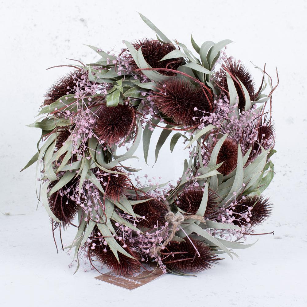 Florals | Chardon wreath, Dried, red, 30cm Dried Florals