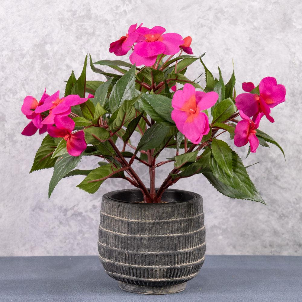 Florals | Impatiens Bush, Artificial, Cerise Pink, 25cm Artificial Florals