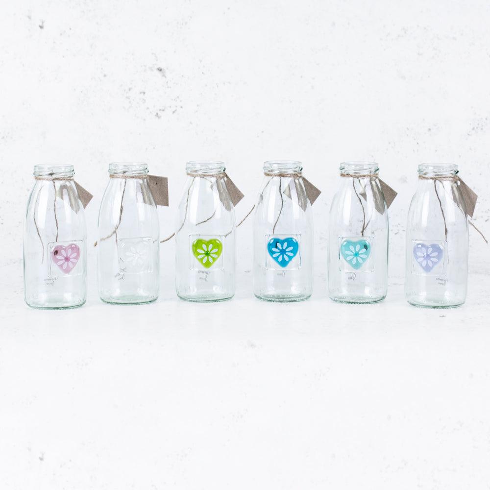 Glassware | Bud Vase, Milk Bottle, Glass, Sweetheart, Set x 6 Bottles Bottles