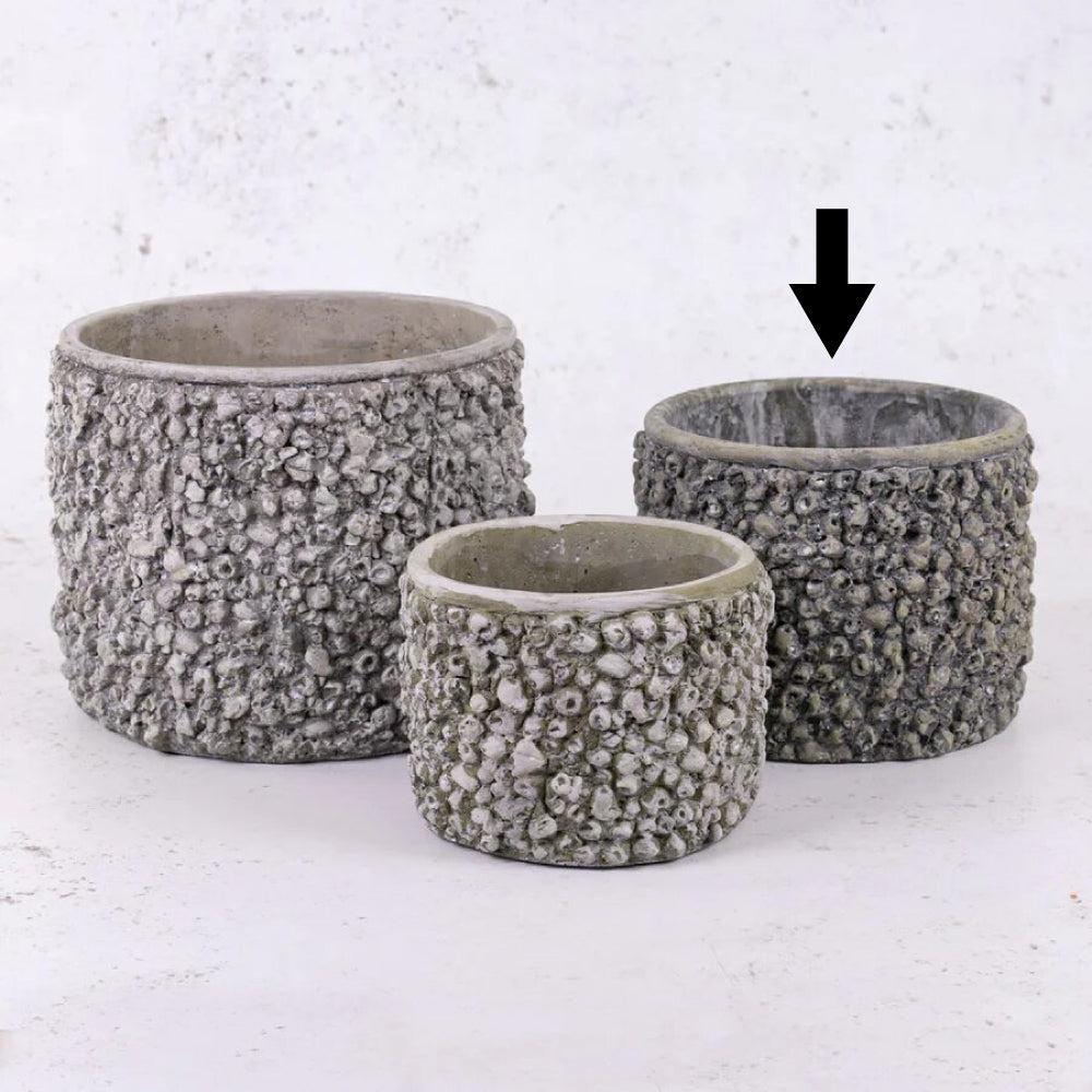 Pots | Pot, Textured, Fibre Stone, Grey, H13.5cm Faux Plants & Pots Faux Plants & Pots