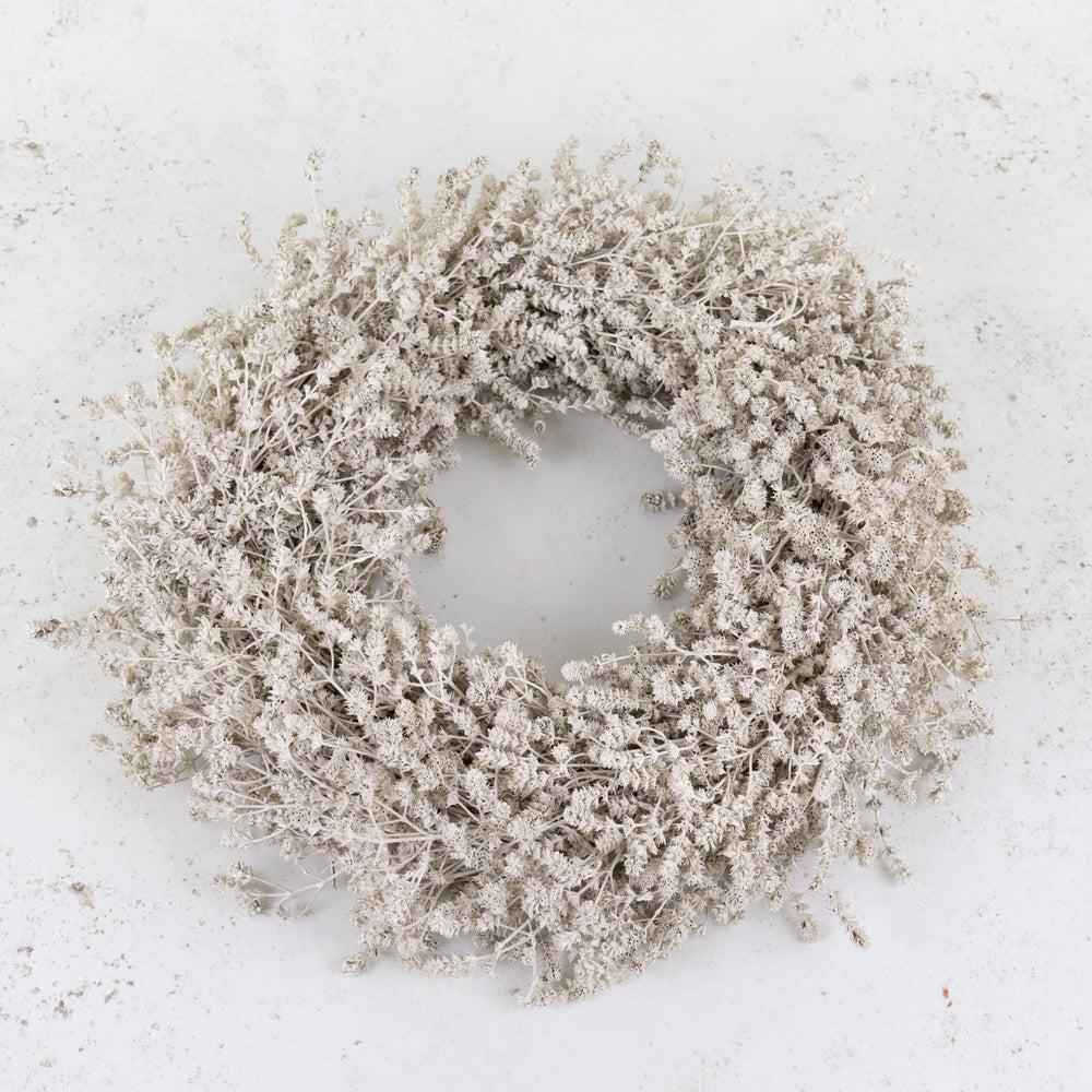 Preserved Fillers & Foliages | Linen Herb Wreath, Preserved, Misty White, 45cm Preserved Preserved Fillers & Foliages