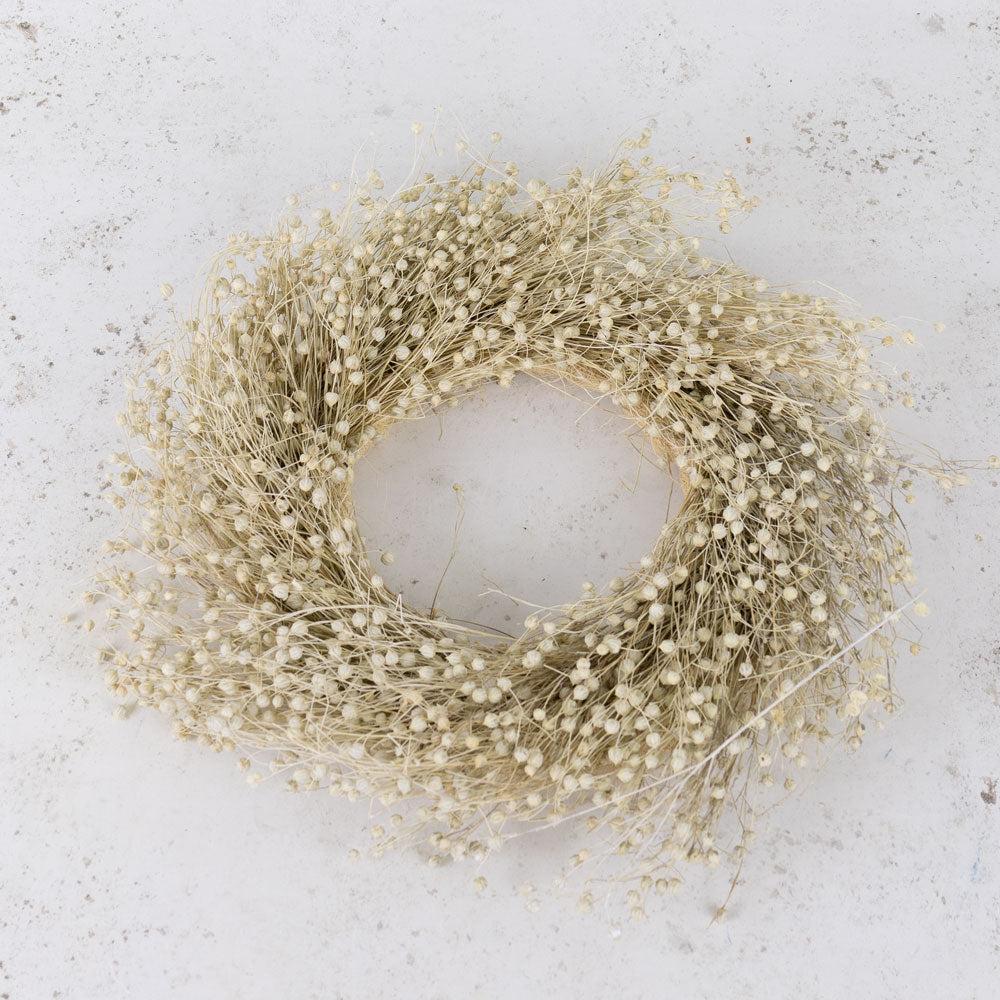 Dried Wreaths | Flax (Linum) Wreath, Bleached, 36cm Diameter Dried Dried Wreaths