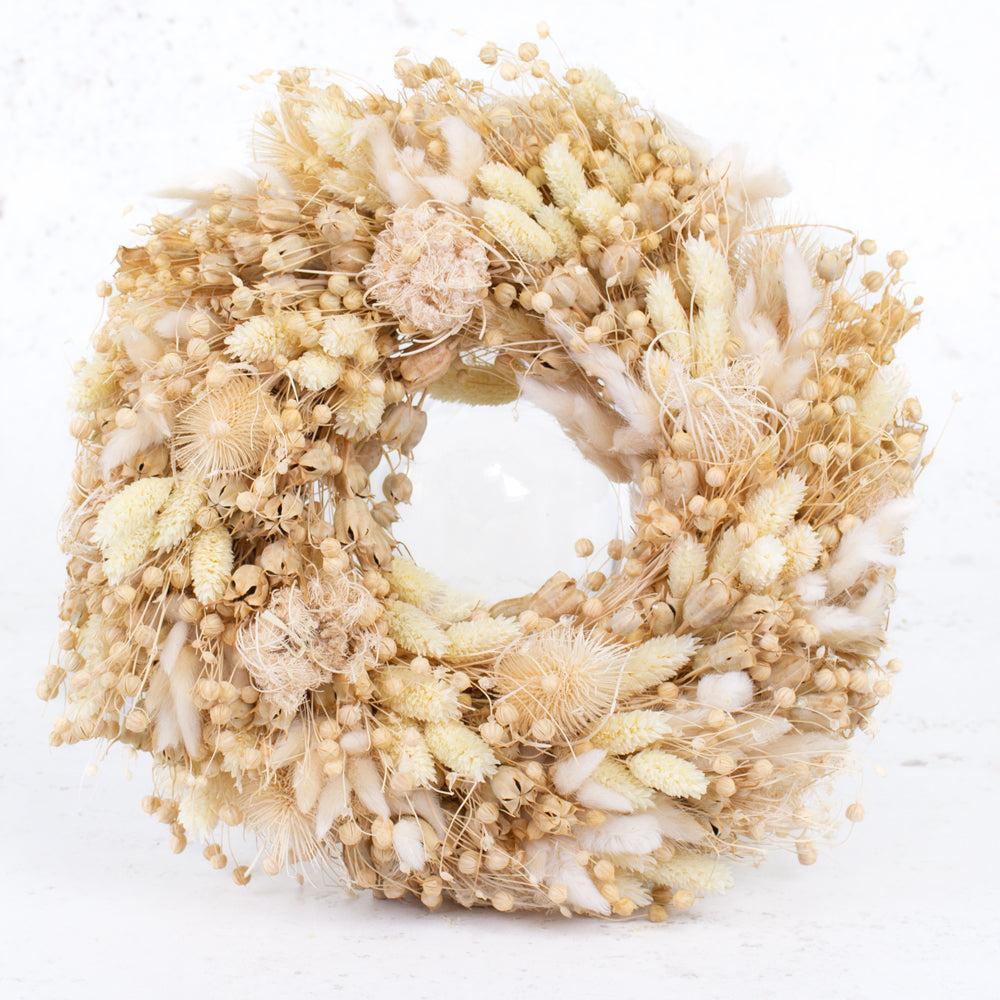 Florals | Blondi, Mixed Wreath, Dried, Bleached White, 30cm Dried Florals