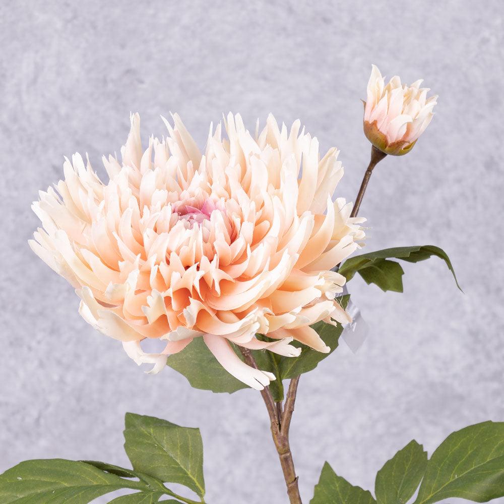 Artificial Flowers | Chrysanthemum Spray (Silk-ka), Artificial, Peach, 78cm Artificial Artificial Flowers