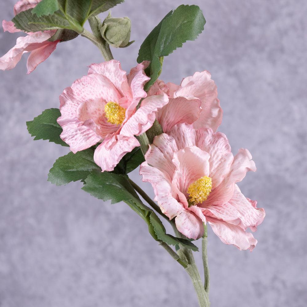 Artificial Flowers | Hollyhock, Spring Dream, Artificial, Light Pink, 87cm Artificial Artificial Flowers