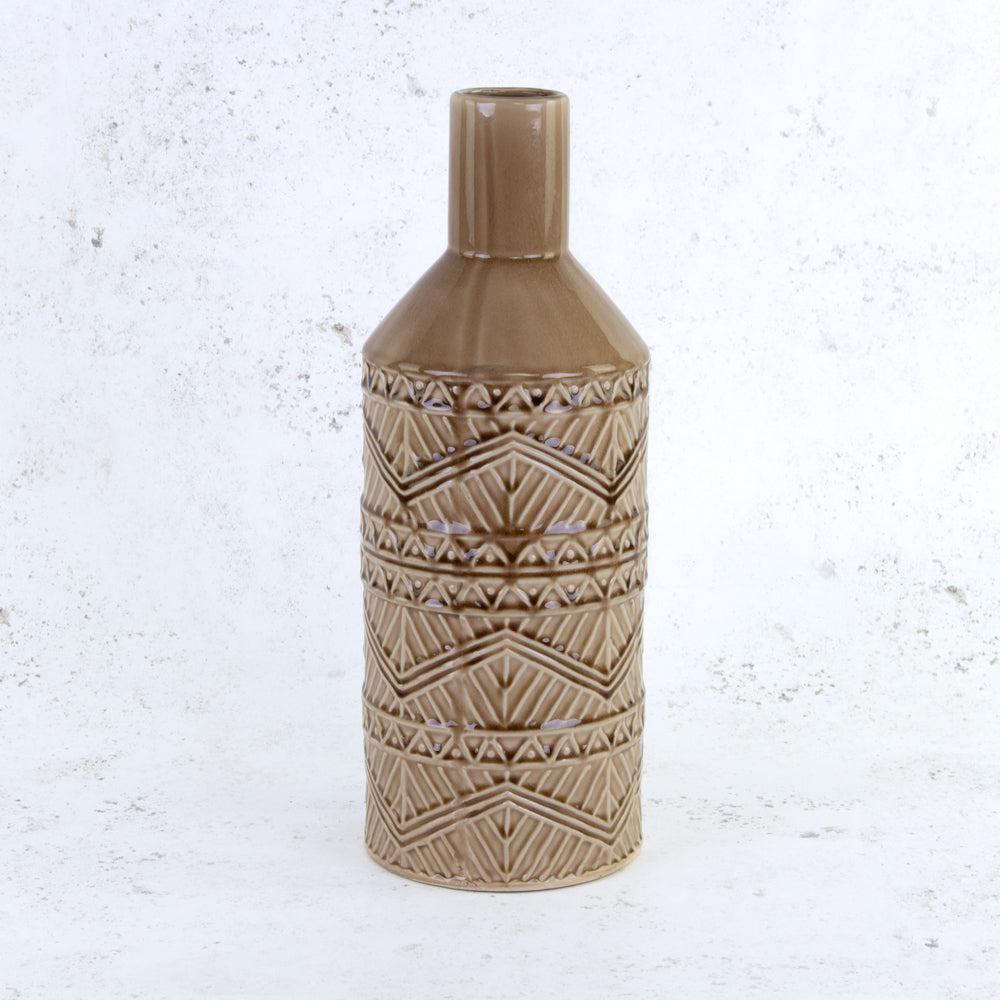 Ceramics | Vase, Aztec Pattern, Ceramic, Brown, H40.5cm Ceramics Ceramics