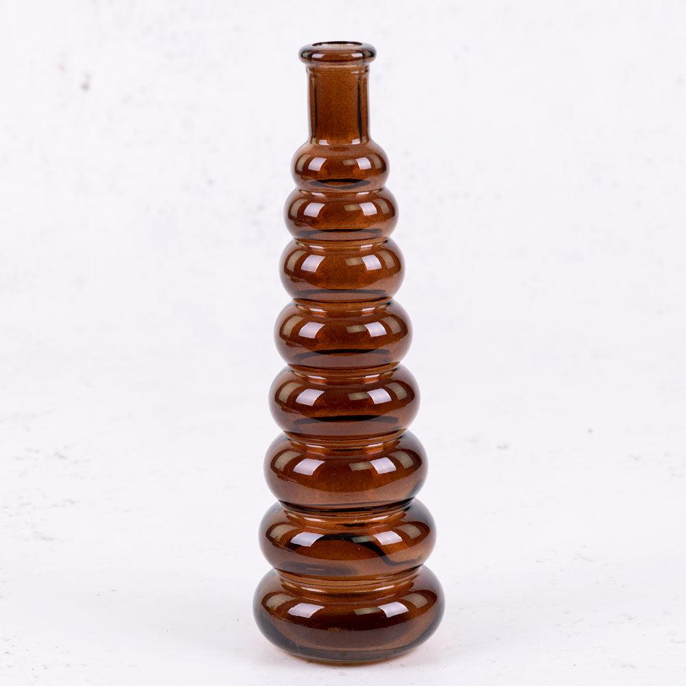 Bottles | Bottle Vase, Horizontal Ribbed, Glass, Dark Brown, H25cm Bottles Bottles