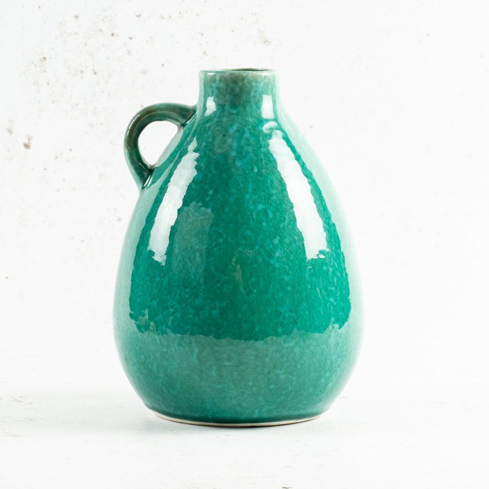 Ceramics | Bottle Vase, One Handle, Turquoise, H22.5cm Ceramics Ceramics